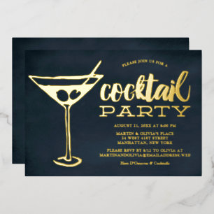 Snazzy Blaue Martini-Glas Cocktailparty  Folieneinladung