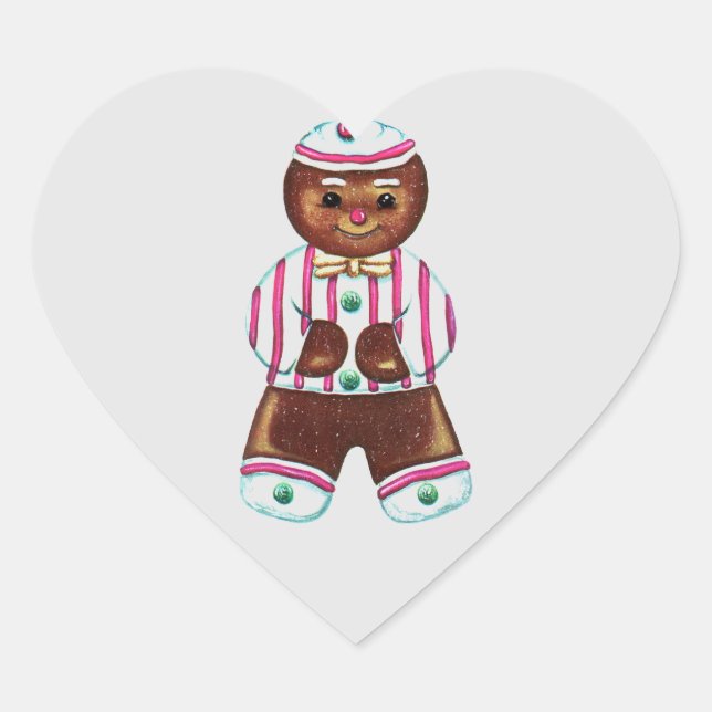 Snazzy Gingerbread Man Herz-Aufkleber (Vorderseite)