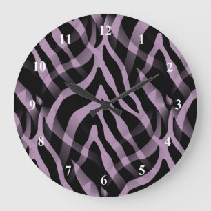 Snazzy Lavendellila Zebra-Streifen-Druck Große Wanduhr