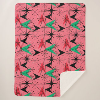 Snazzy Mitte des Jahrhunderts Moderne Orange Aqua  Sherpadecke