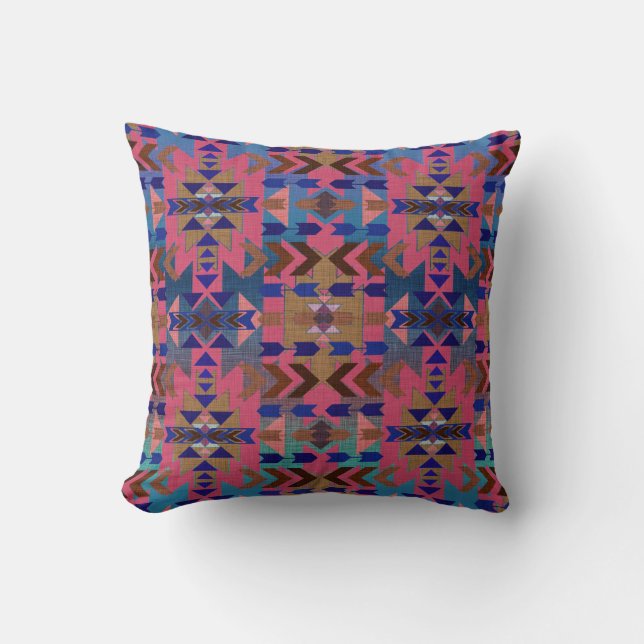 Snazzy Pink Southwestern Style Kissen (Vorderseite)