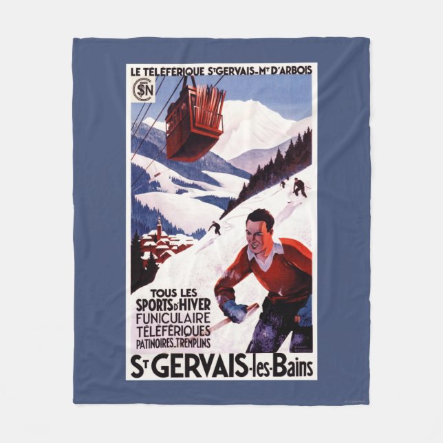 SNCF-Bahndrahtseilbahnpromo-Plakat Fleecedecke (Vorderseite)