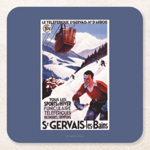 SNCF-Bahnseilbahn-Werbeplakat Rechteckiger Pappuntersetzer