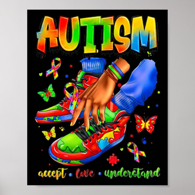 Sneaker Autism Accept Love Understand Autism Aware Poster (Vorne)