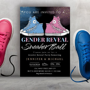 Sneaker Ball Gender Reveal Blau oder Rosa Einladung