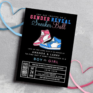 Sneaker-Ball-Gender zeigen Blau oder Rosa-Sneaker Einladung