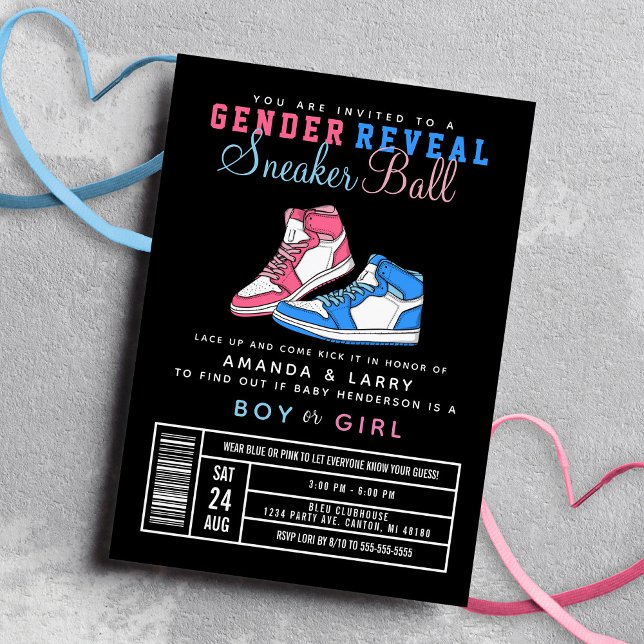 Sneaker Ball Geschlecht Enthüllung Blau oder Rosa  Einladung (Von Creator hochgeladen)