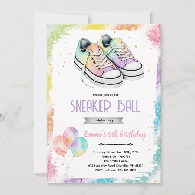 Sneaker ball girl party invite einladung (Vorderseite)