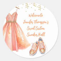 Sneaker Ball Sweet 16 Peach & Gold Glitzer