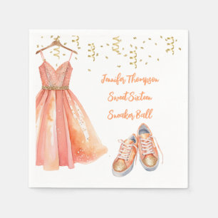 Sneaker Ball Sweet 16 Peach & Gold Glitzer Serviette