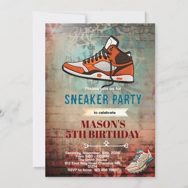 Sneaker birthday party invitation einladung (Vorderseite)
