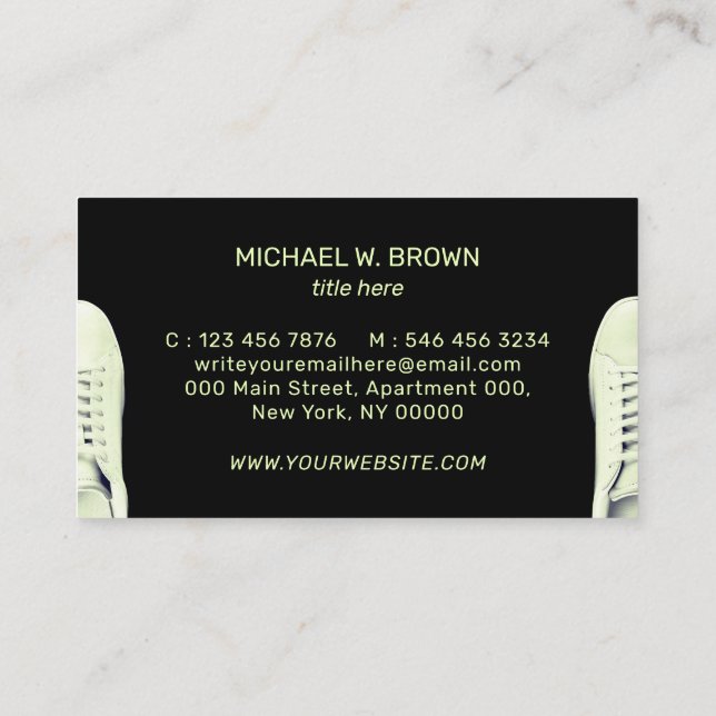 Sneaker Shoes Sport Neon Paar Fitnesskleidung Visitenkarte (Rückseite)