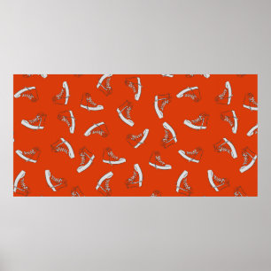 Sneakers nahtloses Muster auf rotem Hintergrund Poster