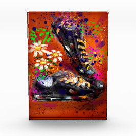 Sneakers und Daisies beeindruckend Orange White Fotoblock