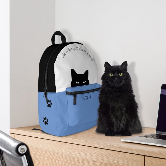 Sneaky Cat Blue Bedruckter Rucksack (Von Creator hochgeladen)