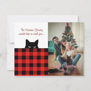 Sneaky Cat Buffalo Karo Karierte Weihnachtskarte Mitteilungskarte