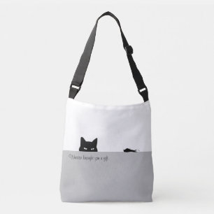 Sneaky Cat hat dir ein Geschenk gemacht Tragetaschen Mit Langen Trägern