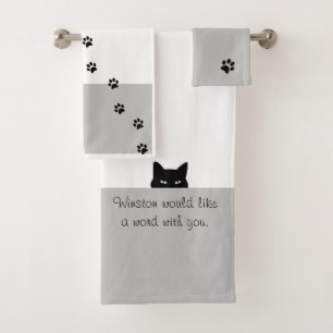 Sneaky Cat Möchten Sie ein Word Bath Handtuch Set? Badhandtuch Set