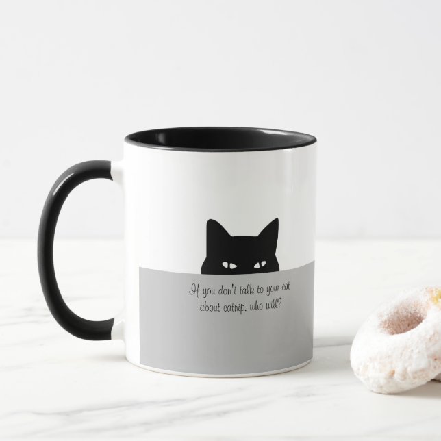 Sneaky Cat Sprechen Sie mit Ihrer Cat-Tasse Tasse (Mit Donut)
