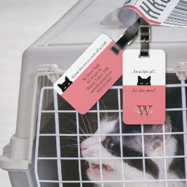 Sneaky Cat Wo sind wir Pink Pet Carrier Tag Gepäckanhänger