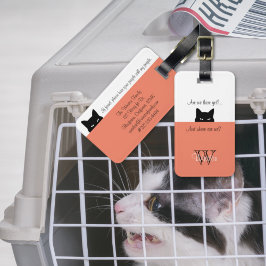 Sneaky Cat Wo sind wir Salmon Pet Carrier Tag Gepäckanhänger