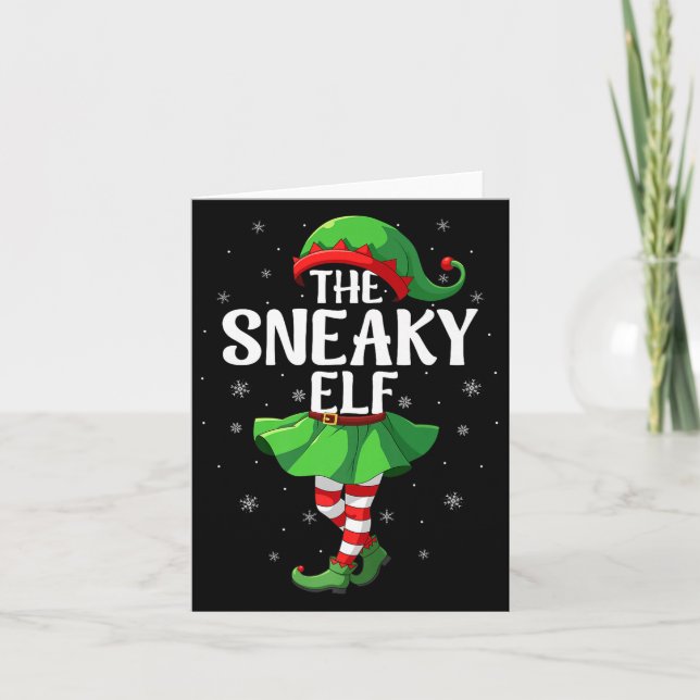 Sneaky Elf Christmas Girls Women Elf Squad Xmas Fa Karte (Vorderseite)