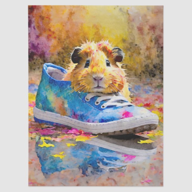 Sneaky Friend, farbenfrohe Guinea Pig Seidenpapier (Vorderseite)