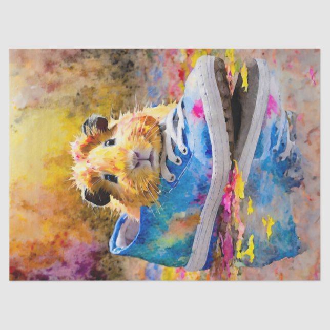 Sneaky Friend, farbenfrohe Guinea Pig Seidenpapier (Vorderseite)