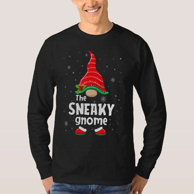 Sneaky Gnome Matching Family Group Christmas Party T-Shirt (Vorderseite)