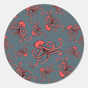 Sneaky Octopus Pattern Runder Aufkleber