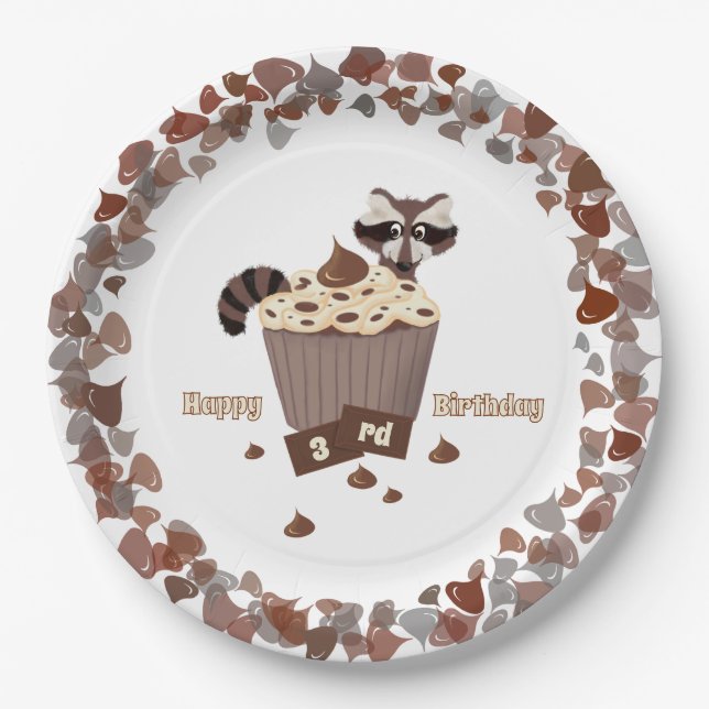 Sneaky Raccoon Chocolate Chip Border Pappteller (Vorderseite)
