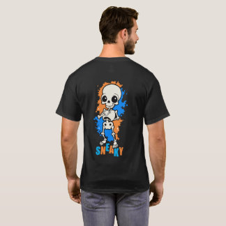Sneaky Süßes Skelett Halloween Blau Splash T-Shirt