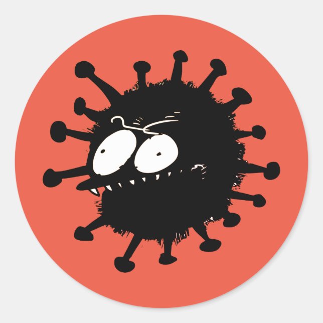 Sneaky Virus Cartoon Runder Aufkleber (Vorderseite)