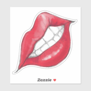 Sneering Red Lips Aufkleber