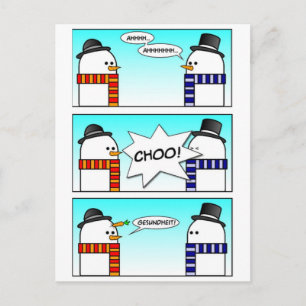 Sneezing Snowman Postkarte