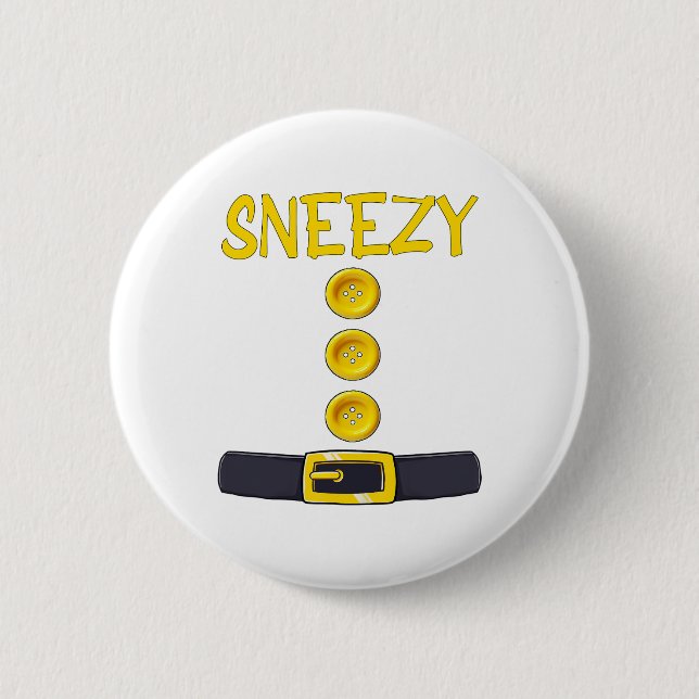 Sneezy Zwerg Halloween Kostümfarbenspiel Slee Button (Vorderseite)