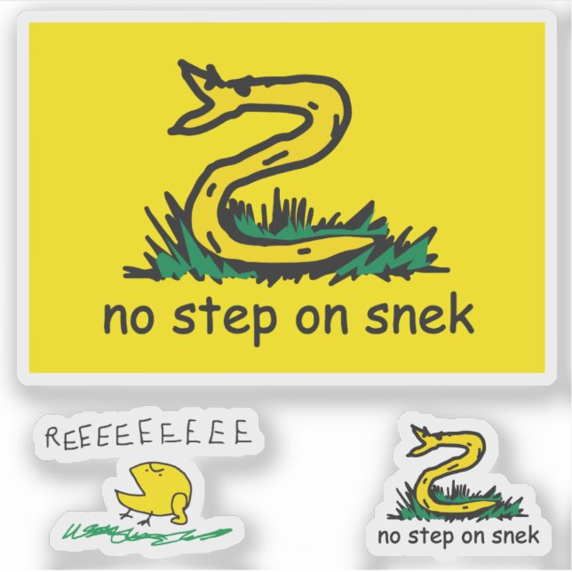 Snekright Gadsden Flag Parody Mem kein Schritt auf Aufkleber (Vorderseite)