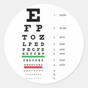 Snellen Augen-Diagramm-Aufkleber Runder Aufkleber