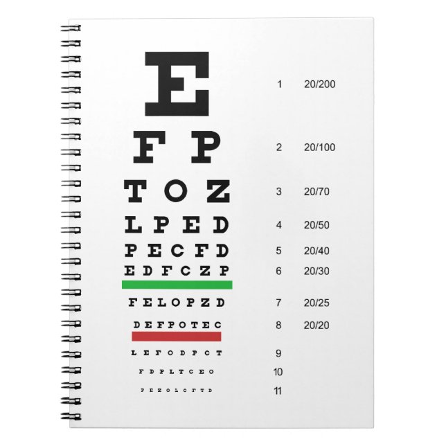 Snellen Augen-Diagramm-Notizbuch Notizblock (Vorderseite)