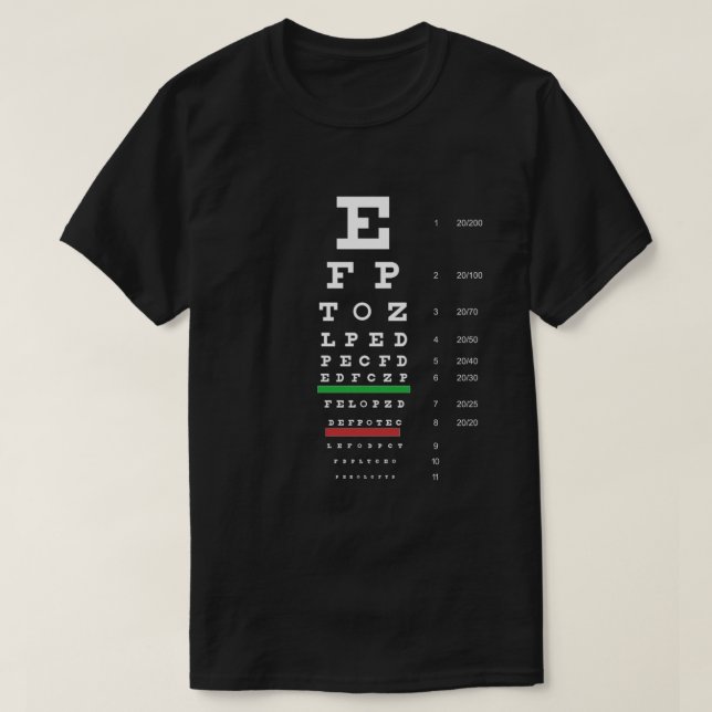 Snellen Eye Chart T-Shirt (Design vorne)