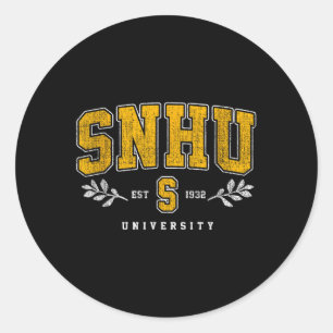Snhu Collegiate Arch Retro Design for Men Women T- Runder Aufkleber
