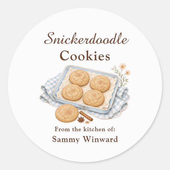 Snickerdoodle-Keks-Geschenklabel Runder Aufkleber (Vorderseite)
