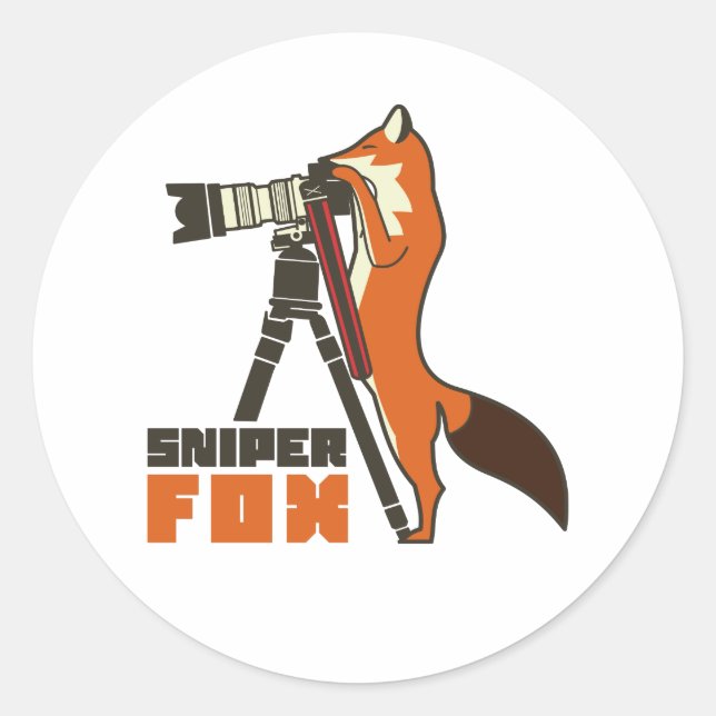 Sniper Fox Runder Aufkleber (Vorderseite)