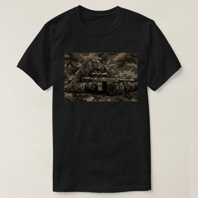 Sniper Ghillie Suit Camouflage T-Shirt (Design vorne)