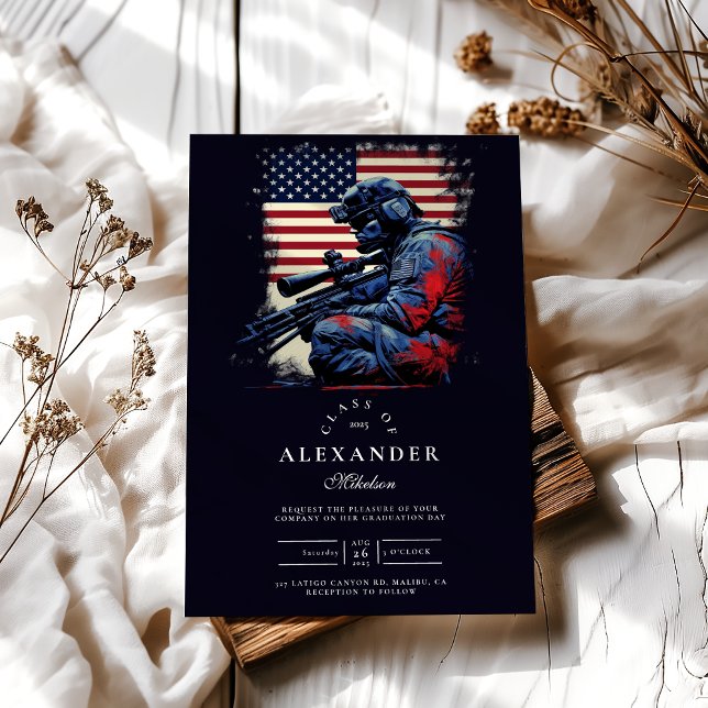 Sniper Soldier American Flag Abschluss Einladung (Von Creator hochgeladen)