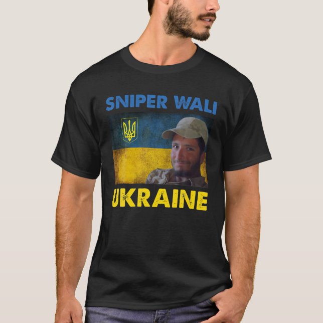 Sniper Wali I Stand mit ukrainischer Flagge ukrain T-Shirt (Vorderseite)