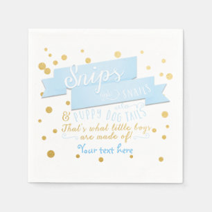 Snips & Schneckenjungen Blau & Gold Baby Shower Se Serviette