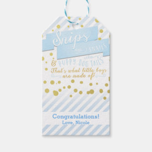 Snips & Snails Blau & Gold Baby Shower Geschenkanh Geschenkanhänger