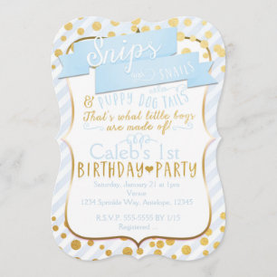Snips & Snails Blue Gold Geburtstagseinladung Einladung