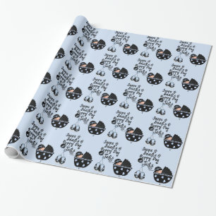 Snips und Schnecken Blau und Schwarz Baby Shower Geschenkpapier
